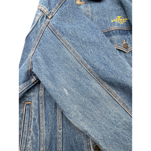 Vintage Universal Studios Men's Size L Embordered Button Up Demin Jacket - Picture 6 of 9